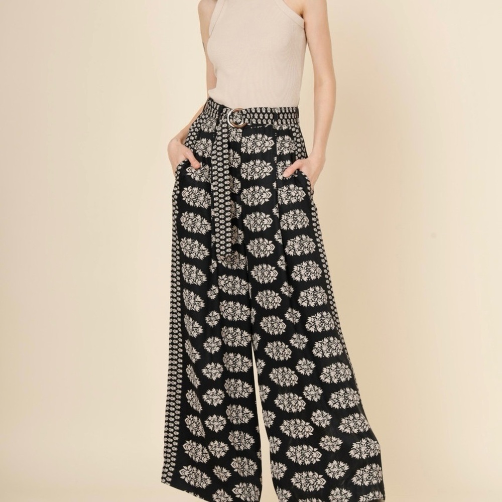 Omika Blockprint Sinatra Wide-Leg Pants SZ XS